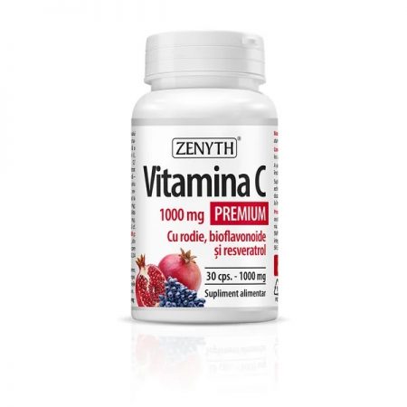 Premium Vitamin C with pomegranate bioflavonoids and resveratrol, 30 capsules, Zenyth