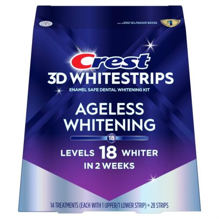 Set of 14x Teeth Whitening Strips, Crest, 3D White, Ageless Whitening, 10% Concentration, 14-day Treatment, 45 min, Whitening Level 18