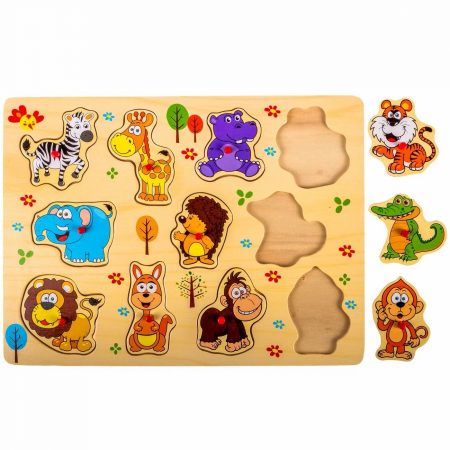 Wooden puzzle with jungle animals, 11 pieces, 30×22 cm