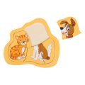 Wooden puzzle with animals, cat and dog, 5 pieces, 15.5 x 14 cm 5-piece wooden puzzle, illustrated with cat and dog models. The pieces fit together easily, with simple movements, making it ideal for the little ones. The game helps children recognize colors, shapes and numbers, associating them with the corresponding names, thus stimulating observation and logical thinking. Features: ✔️ Suitable for girls and boys ✔️ Material: Wood ✔️ Dimensions: 15.5 x 14 cm ⚠️ Warning! Choking hazard – contains small parts. Not recommended for children under 3 years.