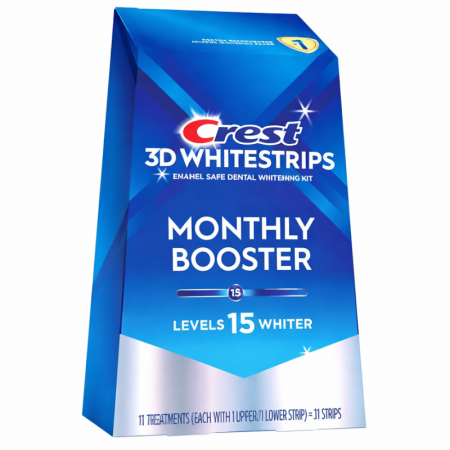 Set of 11x Teeth Whitening Strips, Crest, 3D White, Professional-Level Whitening Effects, 10% Concentration, 11-day Treatment, 45 min, Whitening Level 15