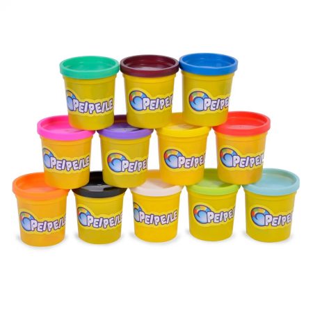 Set of 85g Plasticine Jars, Different Colors, 12 Pieces