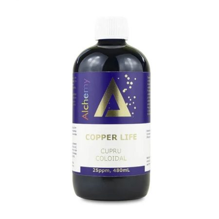 Copper Life is a 100% natural mineral supplement, obtained by suspending ultrafine particles of high purity copper (99.995%) in a base of ultrapure distilled water (conductivity < 0.1 µS/cm). In the case of copper, the purity of the metal is essential to avoid lead contamination, which is often found in lower purity variants. The product has a specific, reddish-yellow color, which can become reddish-brown at higher concentrations – a genuine indicator of the real presence of colloidal copper in the concentration of 25 ppm. The lack of color in other similar products may indicate a much lower concentration or adulteration. Safety and storage: Copper Life contains only distilled water and metallic copper – no additives or toxic compounds. Does not require refrigeration after opening. It is recommended to store away from direct sunlight. It is not affected by common electromagnetic radiation (GSM, TV, computers, etc.). Stable even up to 12 months after opening – the product remains active as long as the colloidal suspension retains its color. Complete decantation indicates expiration. Special warnings: Allergies to copper are extremely rare, but possible in isolated cases. A local skin test is recommended before use. Not recommended for people with Wilson's disease or hemochromatosis. Copper promotes iron absorption – this aspect should be taken into account in case of associated conditions. Directions for use (indicative daily doses): One tablespoon (approx. 15 ml) of colloidal copper 25 ppm contains ~375 micrograms (µg) of copper. Age / Category Daily copper requirement (mcg) 0–6 months 200 µg 7–12 months 220 µg 1–3 years 340 µg 4–8 years 440 µg 9–13 years 700 µg 14–18 years 890 µg 19+ years 900 µg Pregnant women 1000 µg Breastfeeding women 1300 µg Roles and benefits of copper in the body: Copper is an essential trace element, present in over 50 enzymes with critical roles in vital processes: Supports the formation of myelin, hemoglobin, collagen and melanin Helps maintain nerve health and the integrity of the myelin sheath Works with vitamin C in the synthesis of elastin (connective tissue) Essential component in the enzyme tyrosinase, involved in skin pigmentation Powerful antioxidant, participating in neutralization of free radicals by superoxide dismutase (SOD) Contributes to the synthesis of ATP, the main source of cellular energy Helps regulate heart rate and blood pressure May reduce inflammation and symptoms of arthritis Copper deficiency and excess: Deficiency is rare, but can occur in cases of: anemia low body temperature osteoporosis or bone fragility arrhythmias, high cholesterol depigmentation, thyroid disorders Excess can occur in Wilson syndrome – a genetic disorder that prevents the elimination of copper. Copper also competes with zinc for intestinal absorption, which is why a balance in the administration of the two minerals is important. Presentation: Glass bottle, 480 ml.