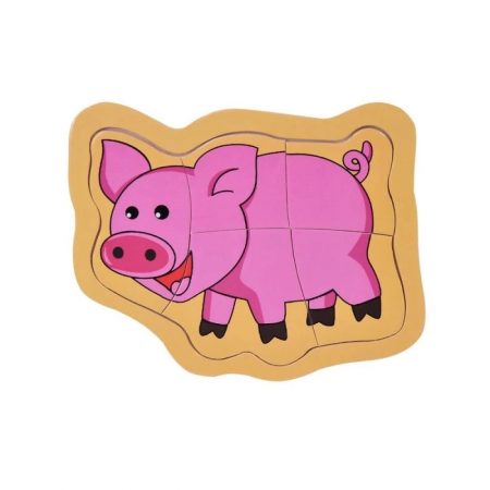 Wooden Piglet Puzzle, 5 pieces, 11.5 x 15cm